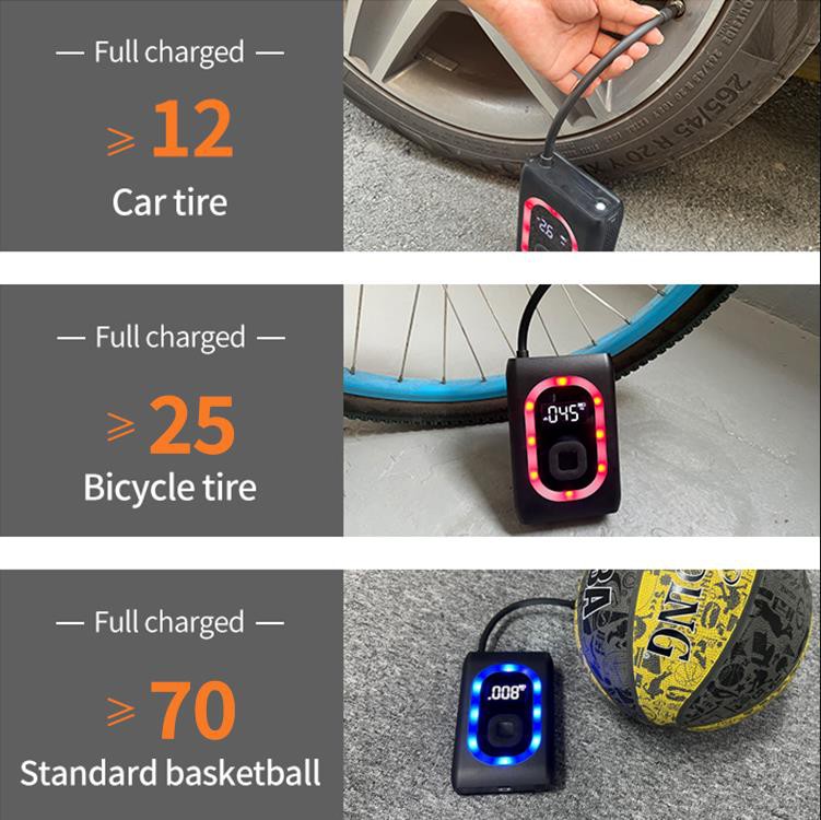 The portable tire inflator can be inflated The portable tire inflator can be inflated
